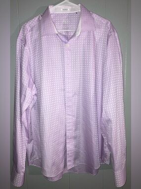 Bugatchi Lavender Long-Sleeve Dress Shirt W/Basket Weave Pattern  SIZE XXL